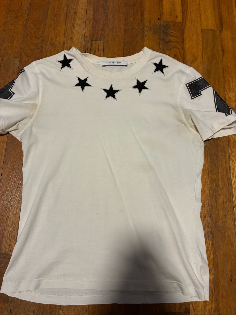 Givenchy White Short Sleeve Tee with Black Star Trim